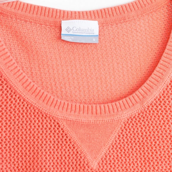 Columbia knit mesh net orange cotton sweater Small - Picture 3 of 6